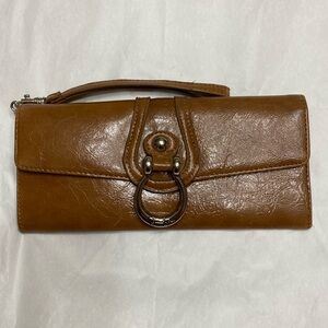 Jessica Simpson Leather Wallet Wristlet 4”X 9” Light Brown/Tan color